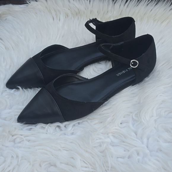 Marc Fisher Elesia2 Black Pointed Toe Ankle Strap Ballet Flats Sz.9 Whimsigoth - Picture 4 of 13